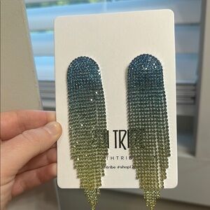 Elegant Blue and Gold Ombre Earrings